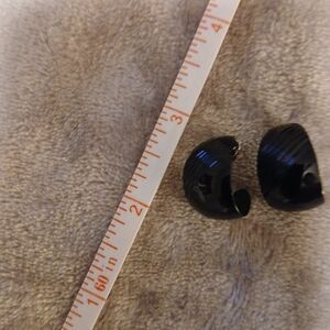 Black Ribbed Half-Hoop Earrings